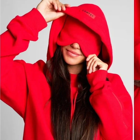 NWT Comfrt Airplane Travel Hoodie -Crimson Size Med - Picture 2 of 6